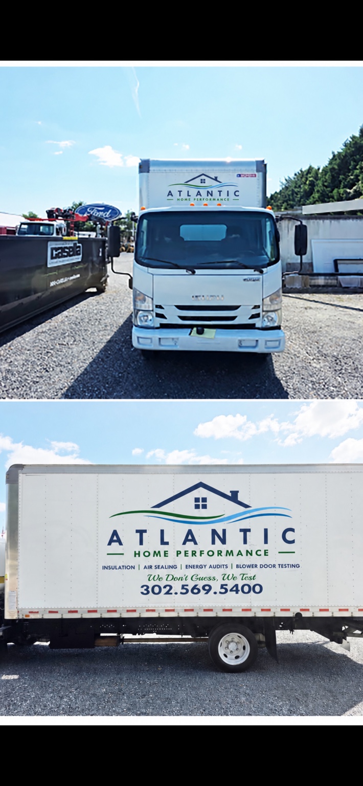 Front view of the Atlantic Home Performance truck